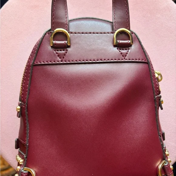 Michael Kors Wine Red Backpack with Gold Studs - Picture 2 of 6